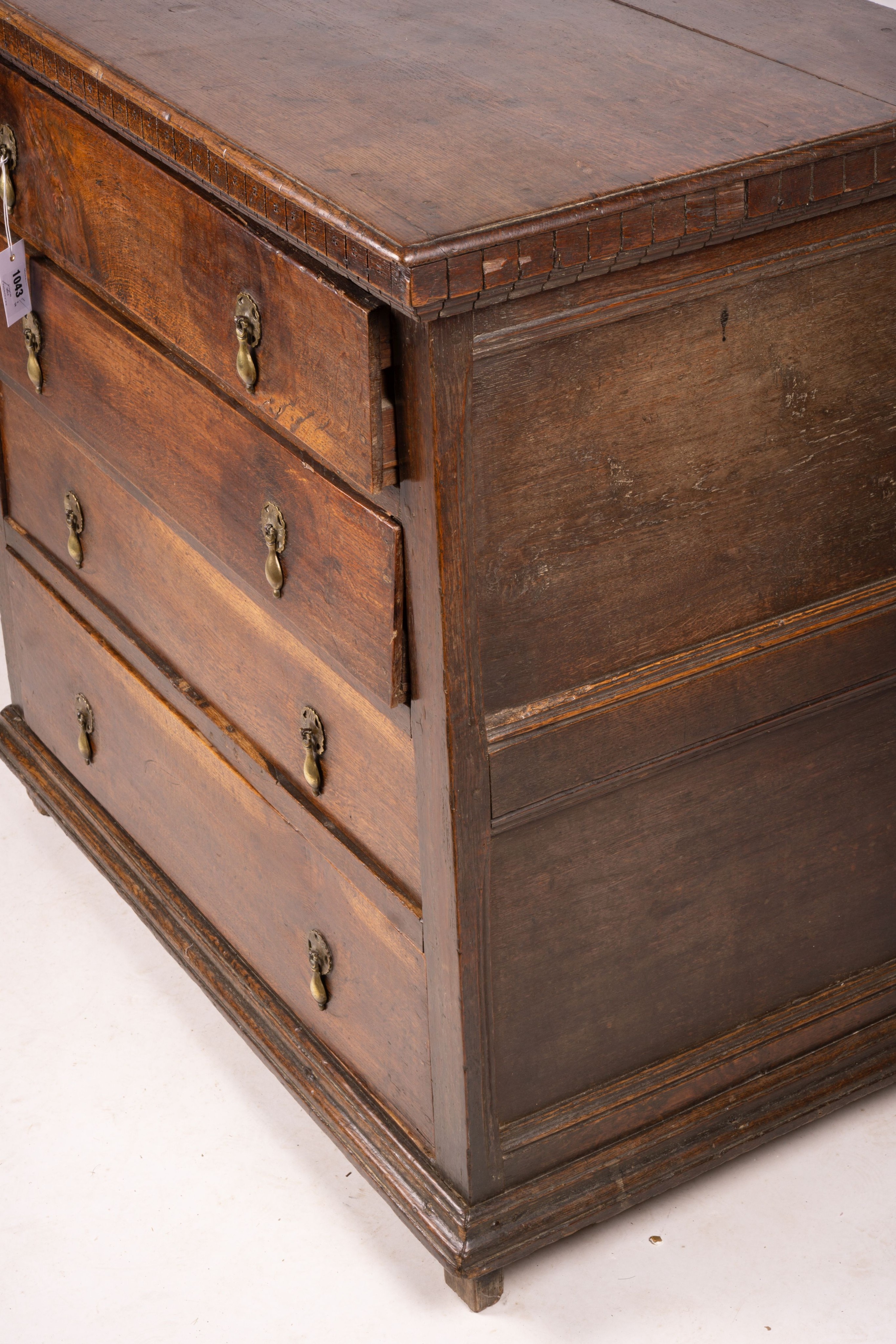 A 17th / late 18th century four drawer chest, length 100cm, depth 57cm, height 94cm